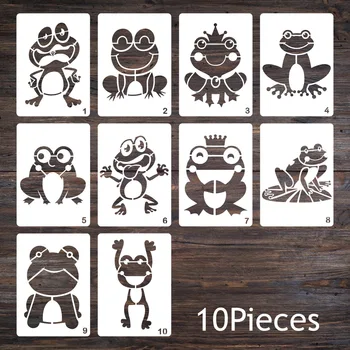 10Pcs/Lot 17*12cm קריקטורה צפרדע DIY שכבות שבלונות ציור קיר אלבום צביעה הבלטה אלבום מעוצב בתבנית