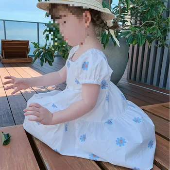 2023 בנות חדשות התינוק הקיץ רקמה פרחים שמלה ילדים כותנה נסיכה נוח שמלות Vestidos ילדים הבגדים