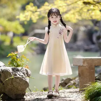 2023 הקיץ ילדים שמלה עבור ילדים ילדה נסיכת פיות בגדים סיניים מסורתיים, צ ' יפאו Cheongsam שמלות