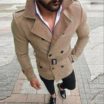 2023 חדש ' קט גברים אופנה Slim Fit חליפה שרוול ארוך העליון מעיל רוח מעיל גברים סתיו חורף חם כפתור המעיל