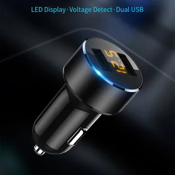 3.6 תצוגת LED Dual USB מטען לרכב חכם Dual USB טעינה מהירה טלפון נייד מתאם ברכב אוטומטי מהיר מטען אביזרים