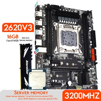 Atermiter לוח האם X99 ערכת סט עם Intel Xeon E5 2620 V3 CPU LGA 2011-3 מעבד 16GB DDR4 ( 1*16gb) 3200MHz זיכרון RAM