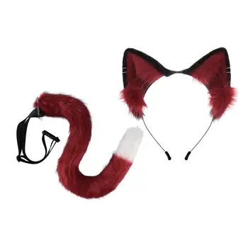 Cosplay אוזן חתול כיסוי הראש והזנב סט כיסוי ראש מהודר שמלת הבמה מראה