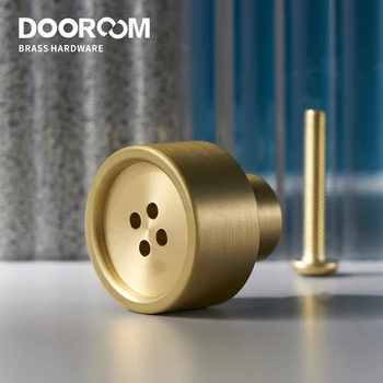 Dooroom פליז רהיטים ידיות טרי נורדי ההגירה כפתור יצירת זהב במגירה דלת הארון הארון הארון הארון מושך ידיות