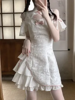 Kwawaii נשים שמלת וינטג ' Cheongsam מתוק סלים Y2K לוליטה גותית בנות מזדמן אופנה חדשה Harajuku סקסי אסתטי נקבה השמלה