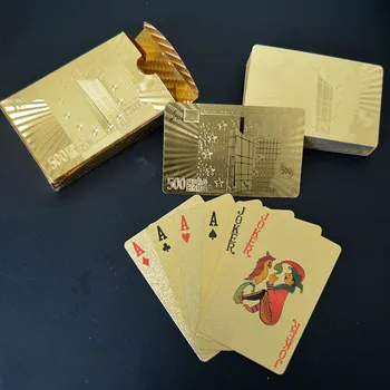 איכות 24K זהב משחק קלפים פוקר עמיד למים משחק סיפון רדיד זהב פוקר להגדיר פלסטיק קסם עמיד למים כרטיסי מתנה עמיד פוקר