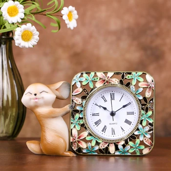 אמייל בצבע שעון בסגנון אירופאי רטרו שעון מינימליסטי השעון בסלון מחקר קישוט שולחן שעון וינטאג ' חדר שינה השעון