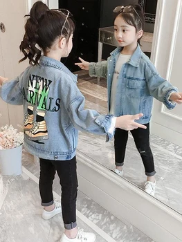 בנות ג 'ינס ג' קט 2023 אביב הלבשה עליונה לילדים 'קט ג' ינס בגדים בנות מ-2 ל-7 שנים הבגדים ילדה ילדה ילדה קט