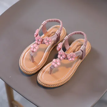 בנות נעל ילדה חמודה סנדלים בקיץ ילדים חדשים הנסיכה נעליים פרח צבעוני ילד נעל רכה הבלעדי אופנה חוף סנדלים Sandalias