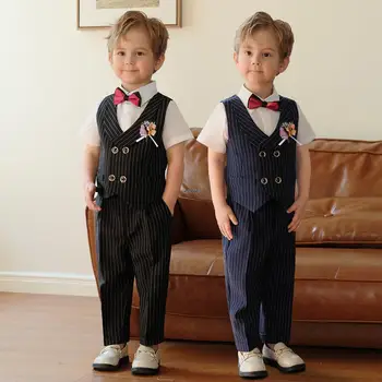 בנים כפול עם חזה צילום החליפה היילוד 1 שנה יום הולדת תחפושות לילדים יום ביצועים החליפה ילדים רשמי שמלת החתונה