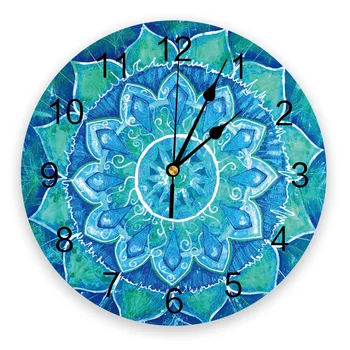 בציר כחול המנדרינים השעון בסלון עיצוב הבית העגול הגדול שעון קיר אילם קוורץ שעון של שולחן חדר שינה קישוט קיר שעון
