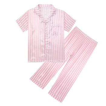בקיץ ילדים הלבשת לילה בנים ובנות שרוול קצר למעלה & מכנסיים ערכות Pijamas להגדיר 5-14 שנים