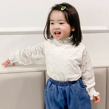 האביב והסתיו בנות חליפת תינוק בסגנון מערבי ילדים קוריאני בסגנון תחרה קרקעיות החולצה קלע מסוגנן שני חלקים חליפה