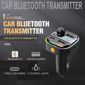 חדש משדר FM Bluetooth דיבורית לרכב אודיו נגן רדיו אלחוטי מתאם USB הכפול מטען לרכב אורות צבעוניים אפנן Fm