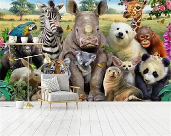 חיות חמודות חיות מרעה חדר ילדים רקע קישוט קיר ציור תמונה מותאמת אישית ציור קיר טפט עבור חדר השינה behang