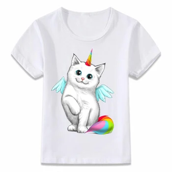 ילדים חולצת קרן החתול ואת פוג חולצה ילדים בגדי קיץ בנים ובנות פעוט העליון Tees olome8271