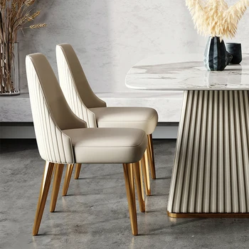 לבן רגלי מתכת כסאות אוכל מודרניים נוחים יוקרה השינה מחכה כיסאות ניידים עיצוב Sillas ריהוט הבית GPF30XP
