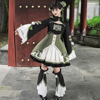 לוליטה נשים חתיכה אחת שמלות בנות סתיו Kawaii הנסיכה Hanfu השמלה היפנית Harajuku סיני חמוד Cosplay תלבושות להתלבש