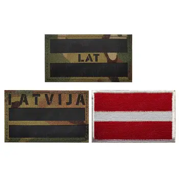 לטביה דגל בד רקום IR Multicam תיקון Hook & Loop Latvija רקמה, תגים רעיוני בד פסים צבאיים