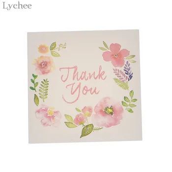 ליצ ' י חיי 50pcs תודה ופרחים כרטיס הזמנות להשאיר הודעה כרטיסי ברכה לחתונה ליום הולדת שנה חדשה עיצוב