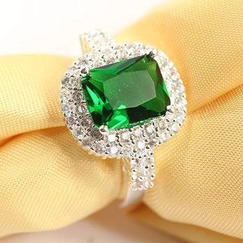 מוצר חדש של נשים ירוק זירקון מצופה כסף טבעת אופנה חתונה Bague תכשיטים מתנה Engement הטבעת Dropshipping מחיר