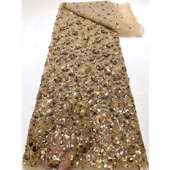 מפעל מחיר זהב מעצב פאייטים רקומה טול תחרה בד רשת דייגים נשים החתונה שמלת הכלה