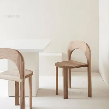 נורדי עץ מלא לסלון כסאות אוכל מודרניים פשוטים הביתה ריהוט חדר השינה פנאי הכיסא Hotel Restaurant Lounge Chair L