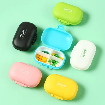 נייד Mini חיוך קופסת גלולות 4-6Grids הבונקר מיכל מיכל בריאות רפואה תיבת לשאת על אחסון עבור ילדים מבוגרים.