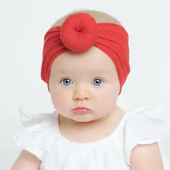 ניילון התינוק בגימור עגול לחמניה ראש לעטוף סופגניות ילדה לשיער רך טורבן לתינוק 27 צבעים JFNY032