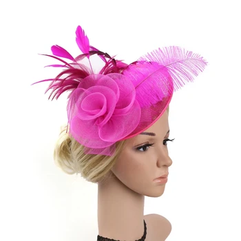 נשים אסקוט Fascinator כובע נוצה רשת לשיער עם קליפ הפיך קנטאקי דרבי צילום לנשים מסיבת התה.