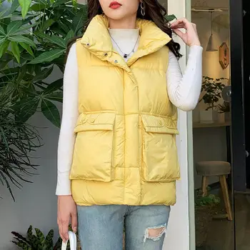 נשים הסתיו והחורף הז 'קט ללא שרוולים הנשי קוריאני אופנה חופשי האפוד לעמוד מזדמן קולר חם כותנה אפוד' קט Z911
