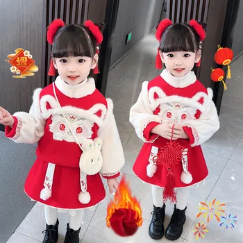 פעוט, ילדים, תינוקות, ילדים Hanfu החורף באני מעיל מעיל חצאיות מסודר לכל השנה הסינית החדשה חם טאנג תינוק 6 חודש מכנסיים לתינוקת