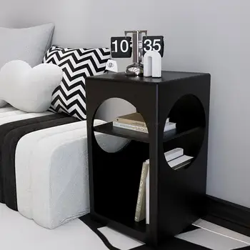 שחור הנורדי, שולחן ליד המיטה עץ מודרני מינימליסטי ארגונית ארונית אחסון שידות לילה מסה דה נוצ ' ה בבית ריהוט