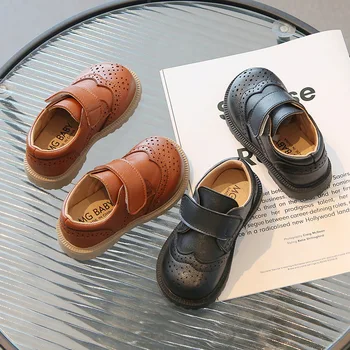 שטוח העקב תינוק נעלי עור רך הבריטי בנים רשמית מסיבת נעלי ילדים נעלי שמלה המשרד שחור חום ילדים נעלי F12224