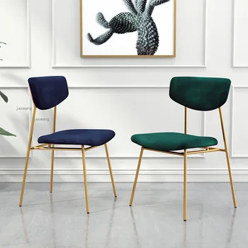 תאורה מודרניים יוקרה פנאי משענת כסאות אוכל בסגנון אירופאי פלנל ריפוד כיסא האוכל ריהוט למטבח איפור הכיסא