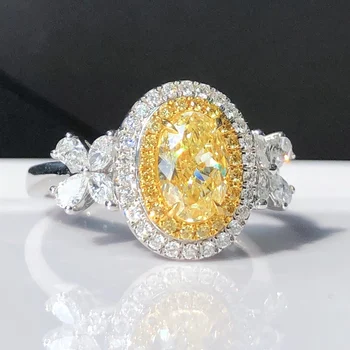 תכשיטים יפים אמיתי 18K 1.019 ct יהלומים צהובים חתונה אירוסין נקבה טבעות לנשים בסדר יהלומים טבעת TX